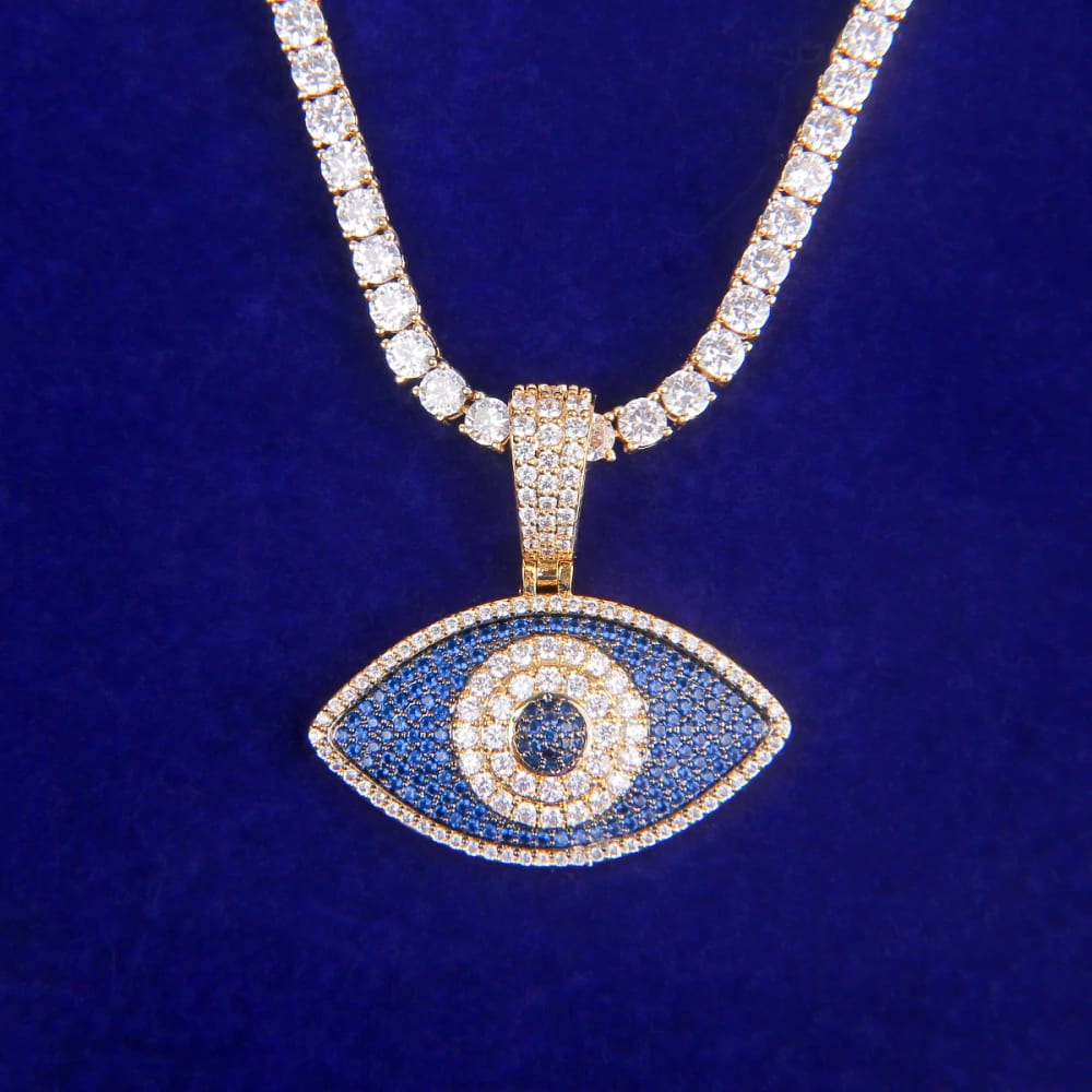 Blue Eye Pendant With Tennis Chain